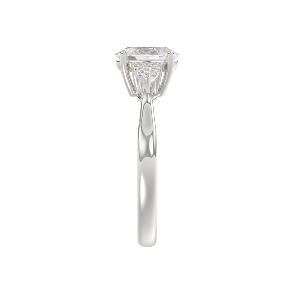 LADIES RING 1 1/8CT ROUND/OVAL DIAMOND 14K WHITE GOLD (CENTER STONE OVAL DIAMOND 1CT )