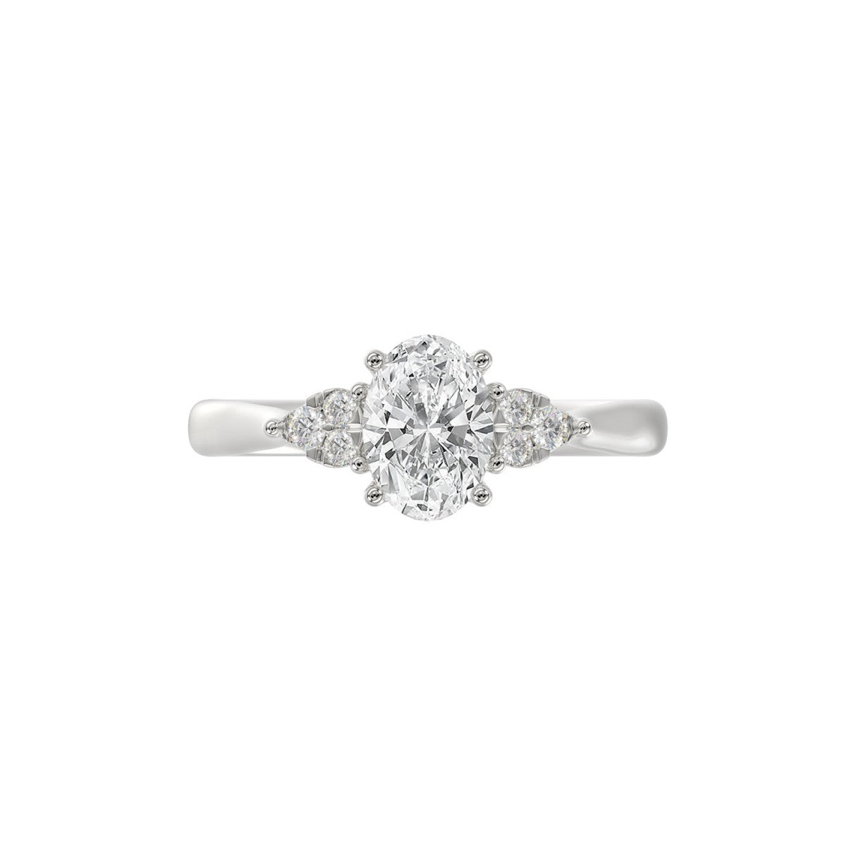 LADIES RING 1 1/8CT ROUND/OVAL DIAMOND 14K WHITE GOLD (CENTER STONE OVAL DIAMOND 1CT )