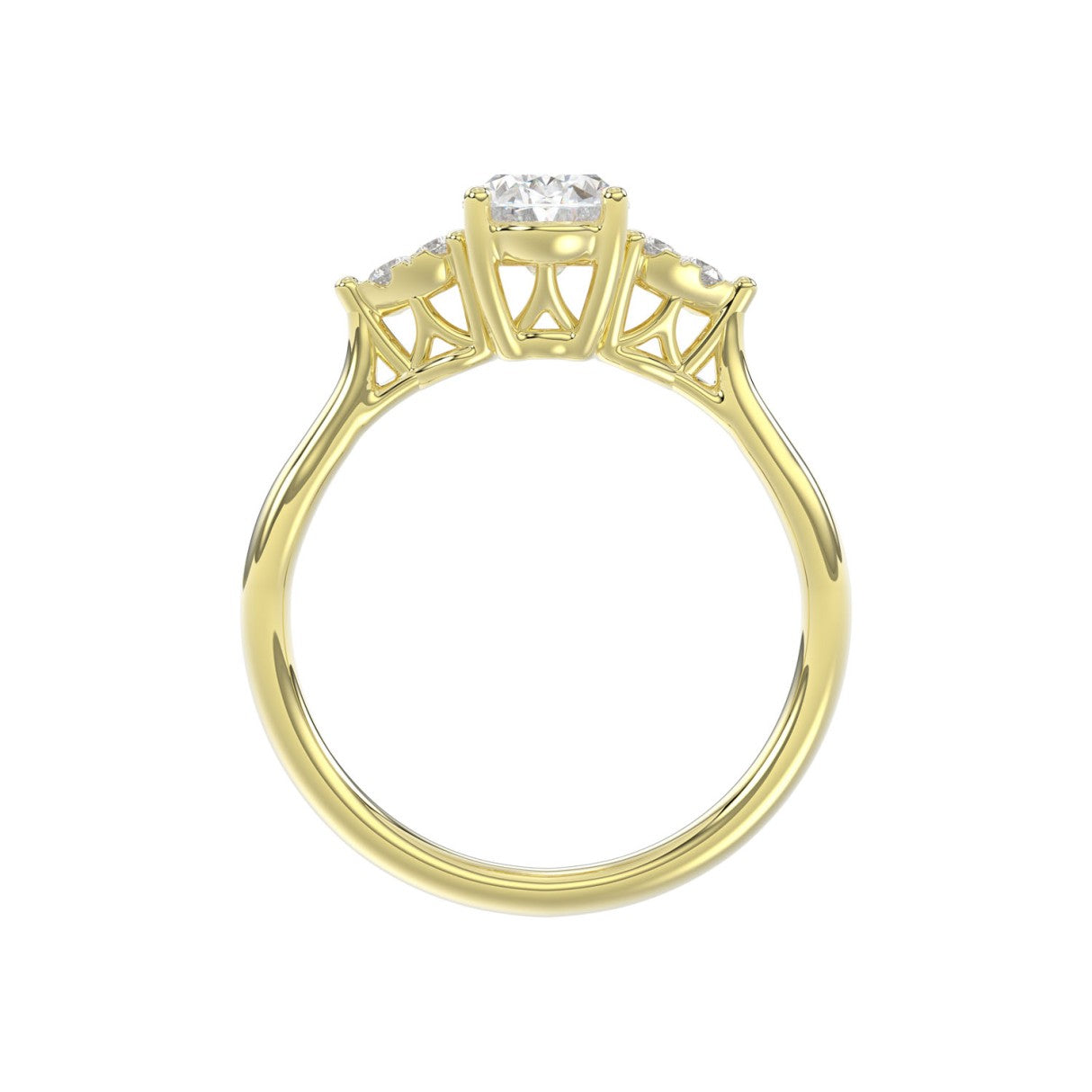 LADIES RING 1 1/8CT ROUND/OVAL DIAMOND 14K YELLOW GOLD (CENTER STONE OVAL DIAMOND 1CT )