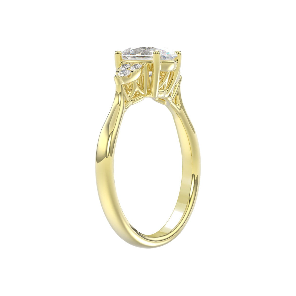 LADIES RING 1 1/8CT ROUND/OVAL DIAMOND 14K YELLOW GOLD (CENTER STONE OVAL DIAMOND 1CT )