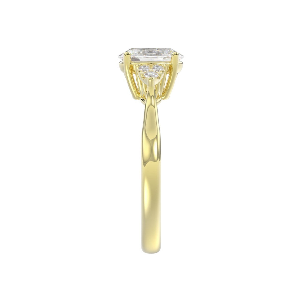 LADIES RING 1 1/8CT ROUND/OVAL DIAMOND 14K YELLOW GOLD (CENTER STONE OVAL DIAMOND 1CT )