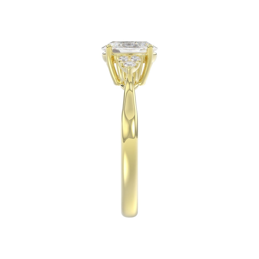 LADIES RING 1 1/8CT ROUND/OVAL DIAMOND 14K YELLOW GOLD (CENTER STONE OVAL DIAMOND 1CT )