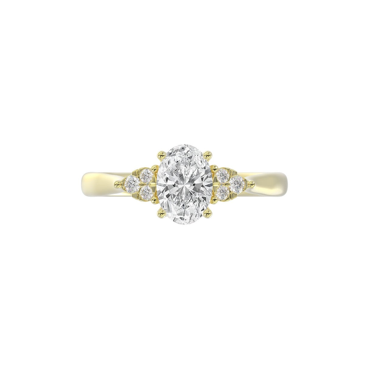 LADIES RING 1 1/8CT ROUND/OVAL DIAMOND 14K YELLOW GOLD (CENTER STONE OVAL DIAMOND 1CT )