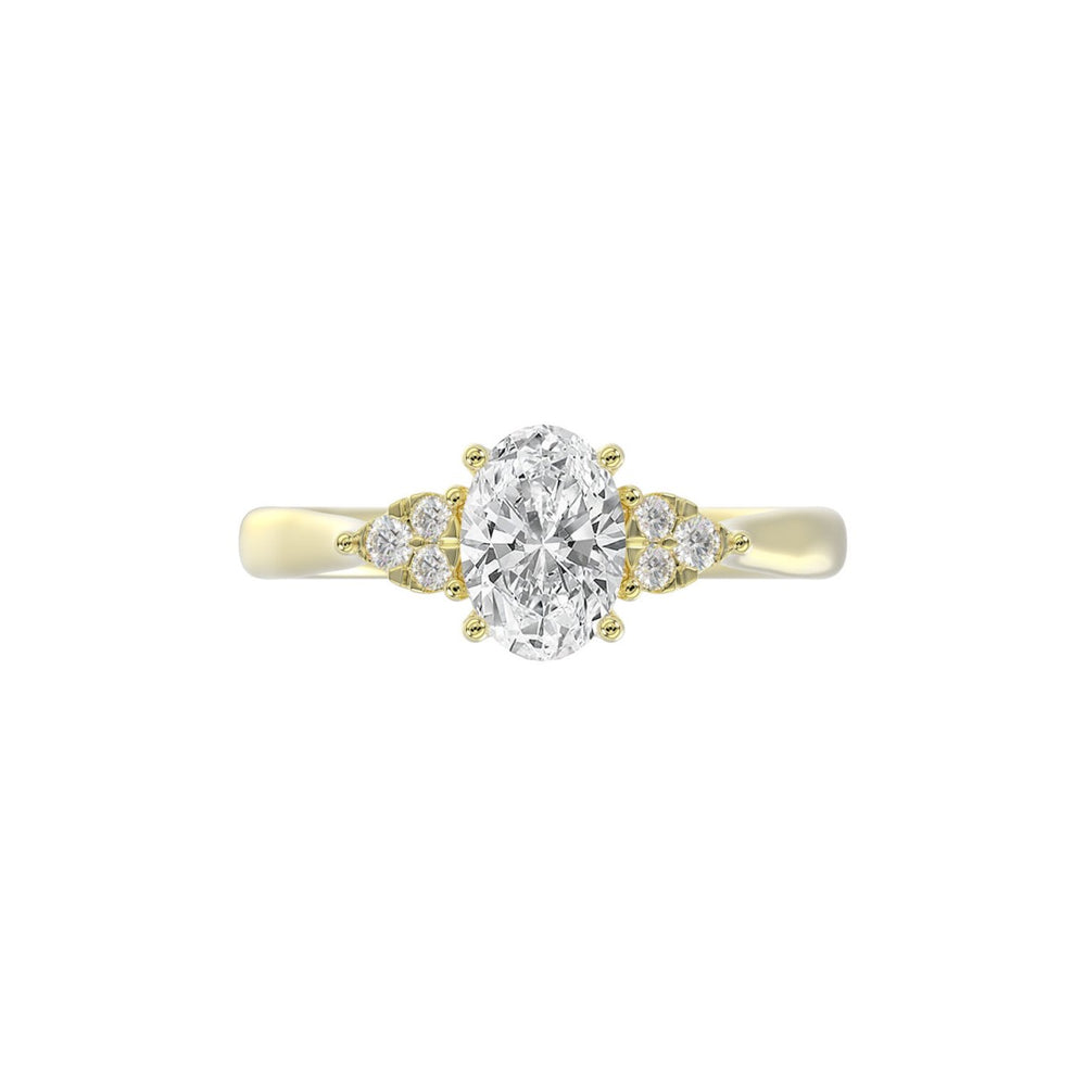 LADIES RING 1 1/8CT ROUND/OVAL DIAMOND 14K YELLOW GOLD (CENTER STONE OVAL DIAMOND 1CT )