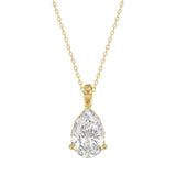 LADIES SOLITAIRE PENDANT 3CT PEAR DIAMOND 14K YELLOW GOLD 