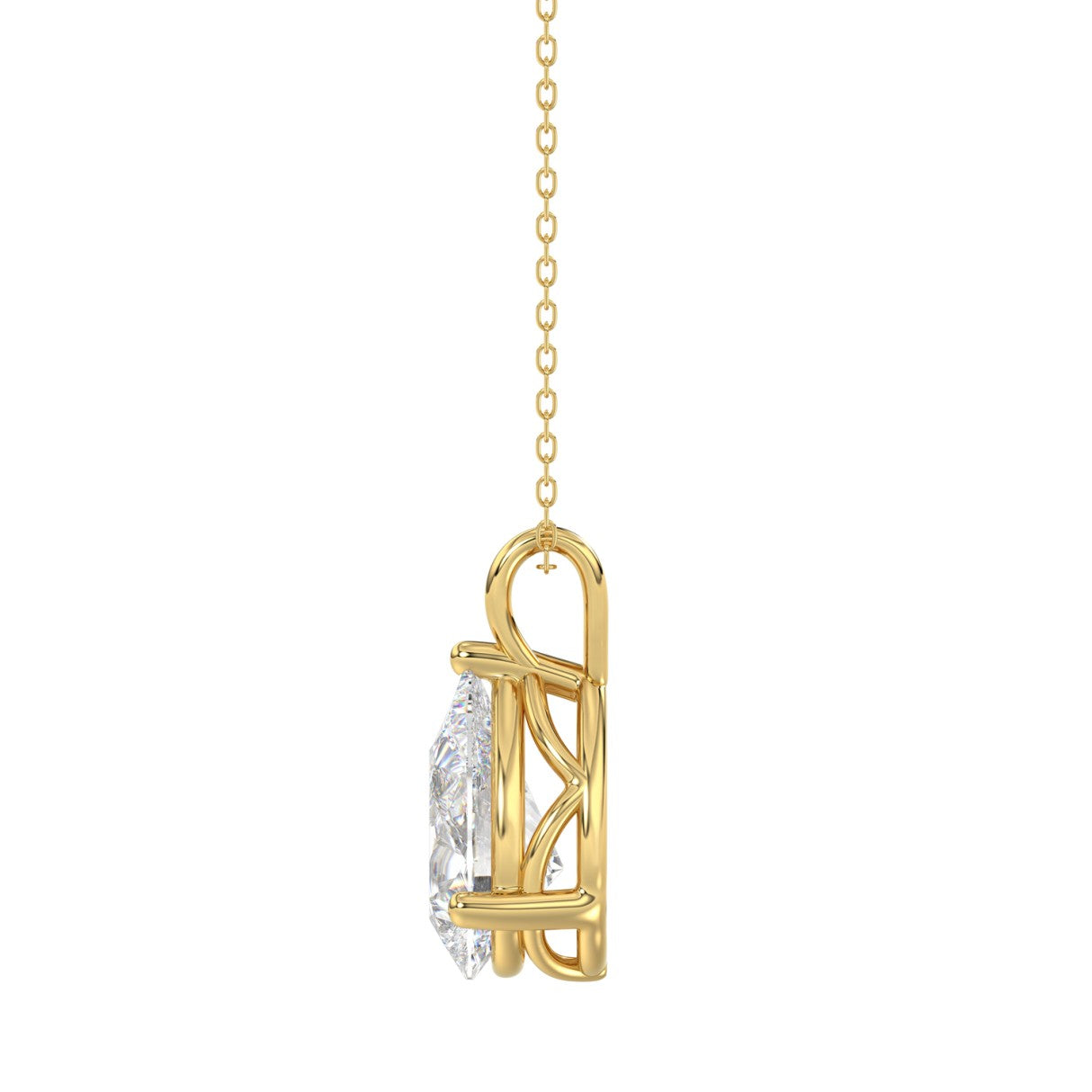 LADIES SOLITAIRE PENDANT 3CT PEAR DIAMOND 14K YELLOW GOLD 
