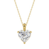 LADIES SOLITAIRE PENDANT WITH CHAIN 3CT HEART DIAMOND 14K YELLOW GOLD 