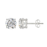 14K WHITE GOLD 4CT ROUND DIAMOND LADIES SOLITAIRE EARRINGS (CENTER STONE ROUND DIAMOND 2CT )