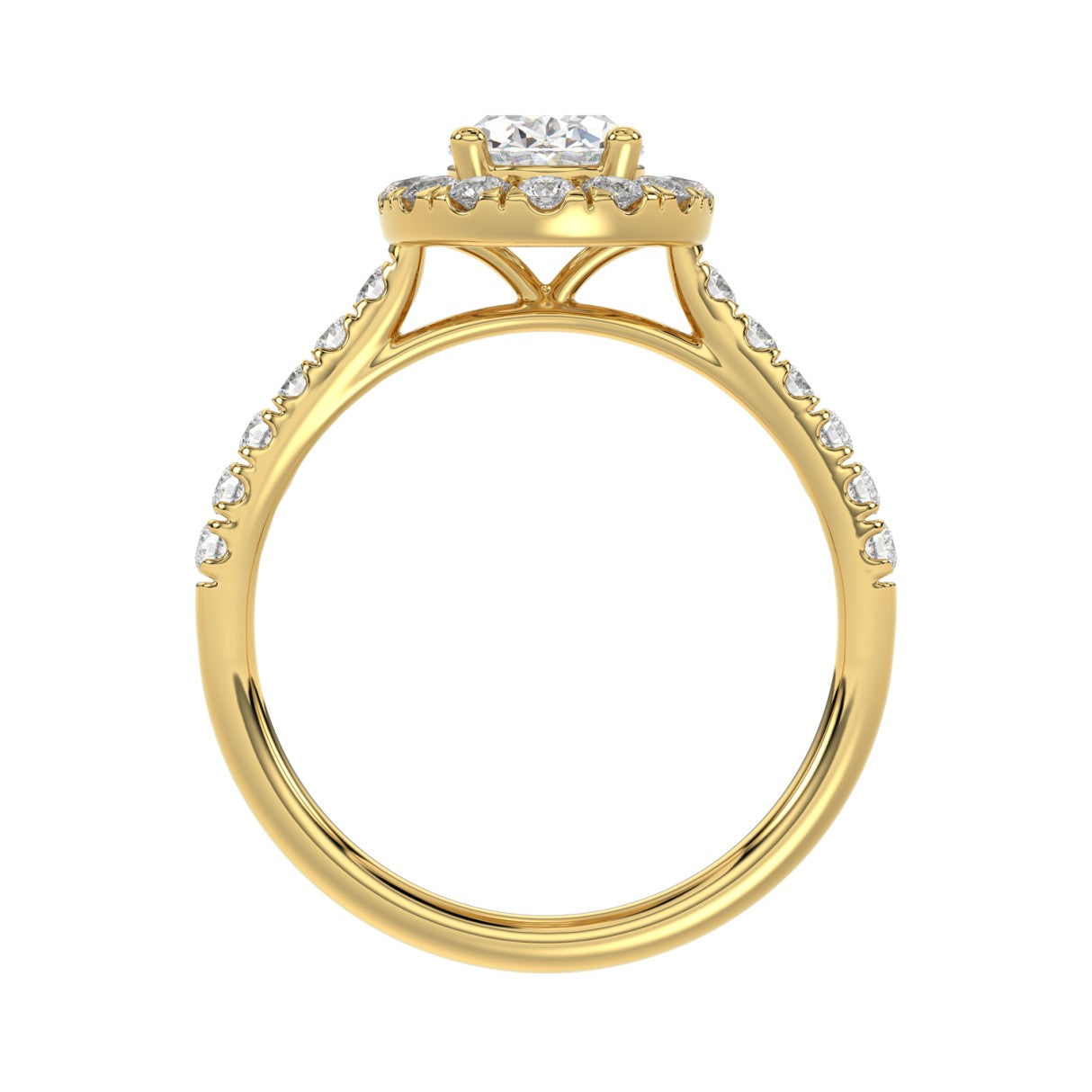 LADIES RING 1 1/2CT ROUND/OVAL DIAMOND 14K YELLOW GOLD (CENTER STONE OVAL DIAMOND 1CT)