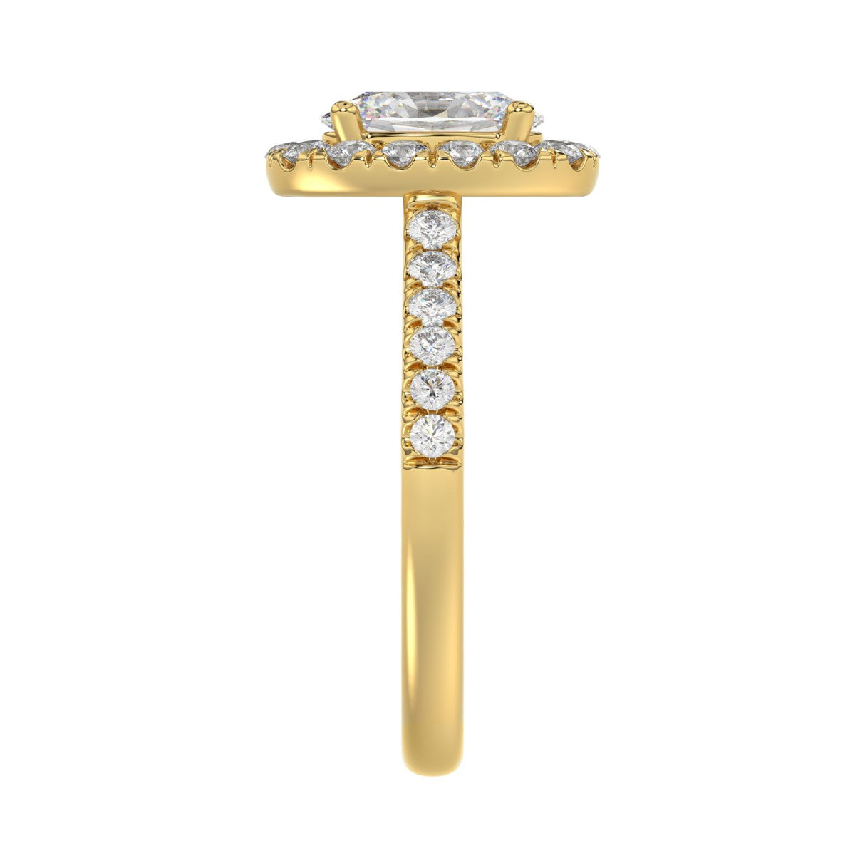 LADIES RING 1 1/2CT ROUND/OVAL DIAMOND 14K YELLOW GOLD (CENTER STONE OVAL DIAMOND 1CT)