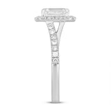 LADIES RING 1 1/2CT ROUND/EMERALD DIAMOND 14K WHITE GOLD (CENTER STONE EMERALD DIAMOND 1CT)