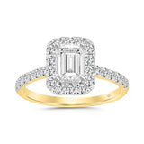 LADIES RING 1 1/2CT ROUND/EMERALD DIAMOND 14K YELLOW GOLD (CENTER STONE EMERALD DIAMOND 1CT)