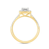 LADIES RING 1 1/2CT ROUND/EMERALD DIAMOND 14K YELLOW GOLD (CENTER STONE EMERALD DIAMOND 1CT)