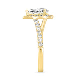 LADIES RING 1 1/2CT ROUND/PEAR DIAMOND 14K YELLOW GOLD (CENTER STONE PEAR DIAMOND 1CT)