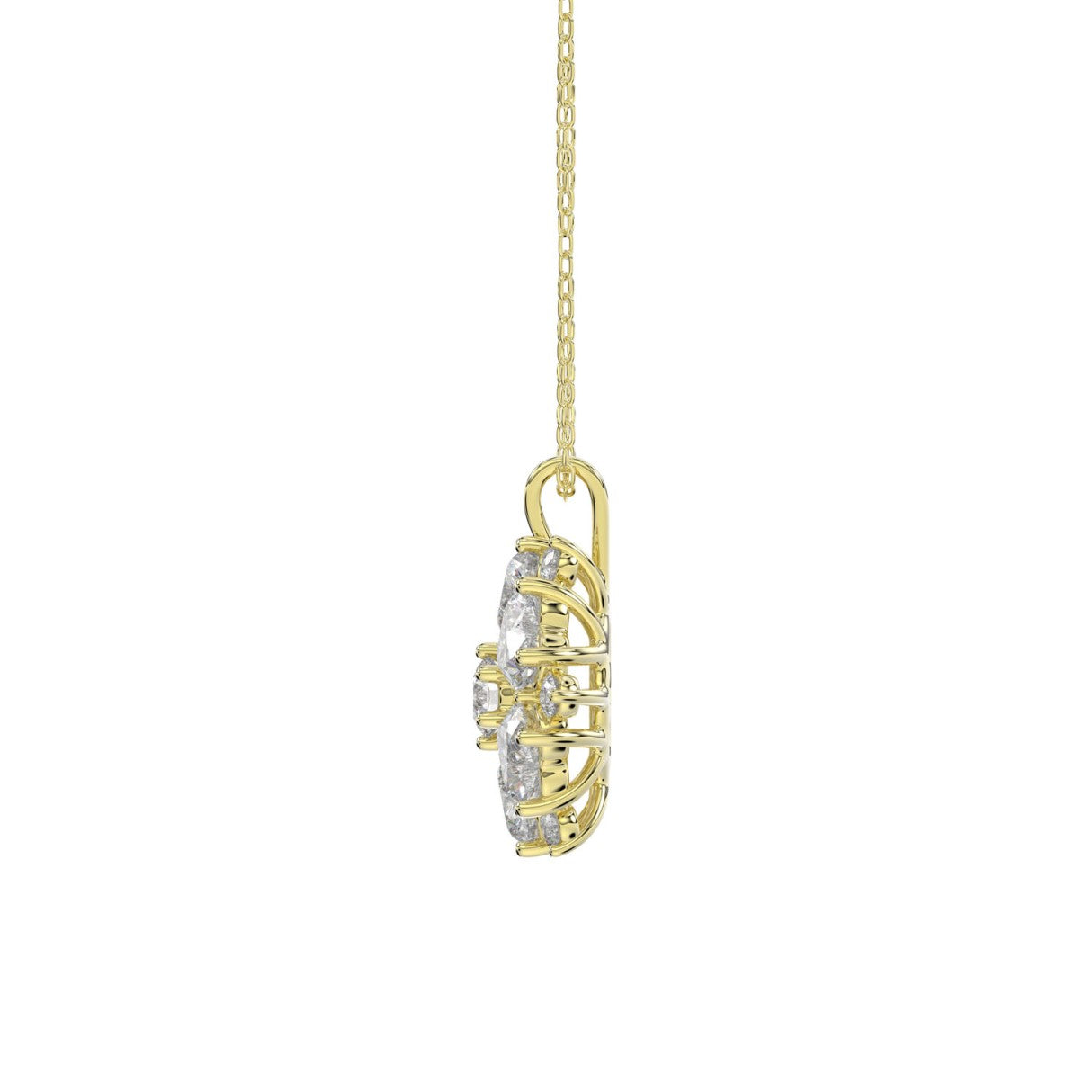 LADIES PENDANT WITH CHAIN 1 3/4CT ROUND/HEART DIAMOND 14K YELLOW GOLD