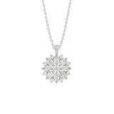 LADIES PENDANT WITH CHAIN 1CT ROUND/MARQUISE DIAMOND 14K WHITE GOLD