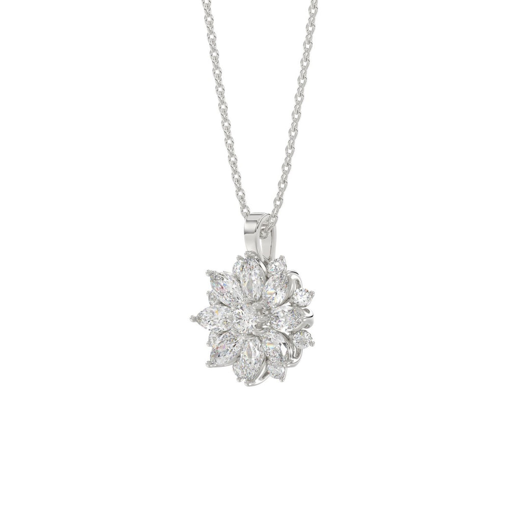 LADIES PENDANT WITH CHAIN 1CT ROUND/MARQUISE DIAMOND 14K WHITE GOLD