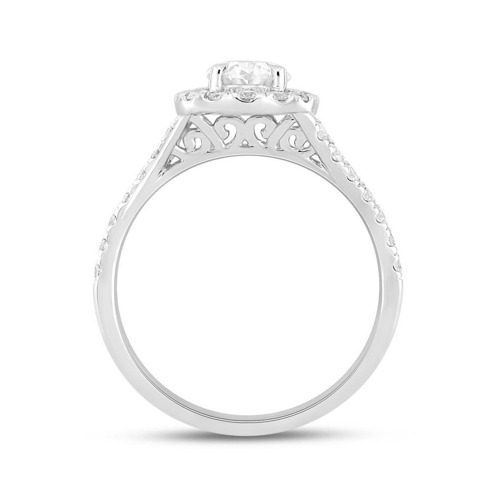 LADIES RING 1 1/2CT ROUND/OVAL DIAMOND 14K WHITE GOLD (CENTER STONE OVAL DIAMOND 1CT)