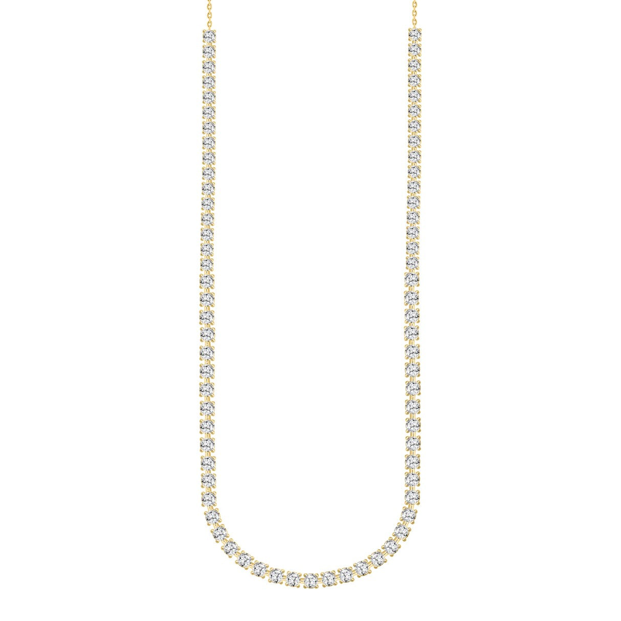 LADIES NECKLACE 9CT ROUND DIAMOND 14K YELLOW GOLD