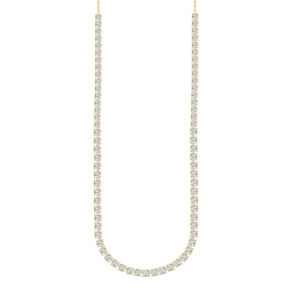 LADIES NECKLACE 9CT ROUND DIAMOND 14K YELLOW GOLD