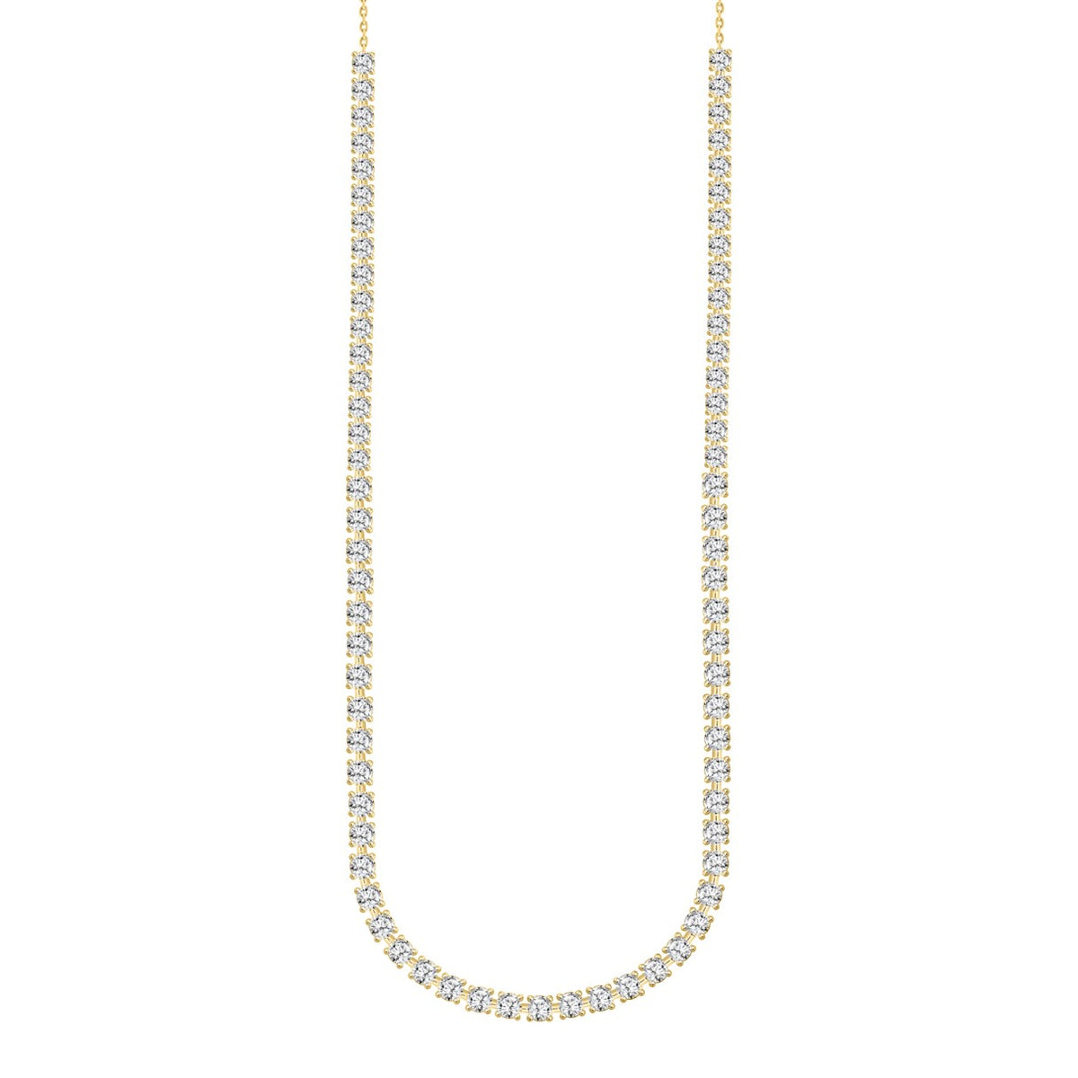 LADIES NECKLACE 9CT ROUND DIAMOND 14K YELLOW GOLD