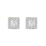 14K YELLOW GOLD 1.00CT ROUND/PRINCESS DIAMOND LADIES EARRINGS