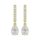 LADIES EARRINGS 1 1/4CT PEAR/ROUND DIAMOND 14K YELLOW GOLD (CENTER STONE PEAR DIAMOND 1CT)