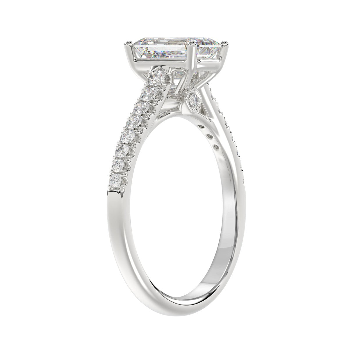14K WHITE GOLD 2.00CT ROUND/EMERALD DIAMOND LADIES BRIDAL SET (CENTER STONE EMERALD DIAMOND 1 1/2CT