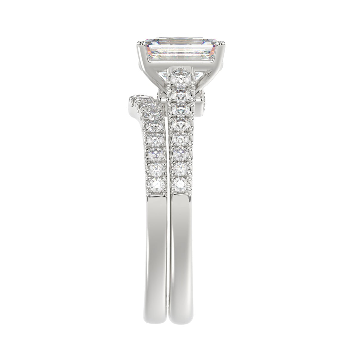 14K WHITE GOLD 2.00CT ROUND/EMERALD DIAMOND LADIES BRIDAL SET (CENTER STONE EMERALD DIAMOND 1 1/2CT