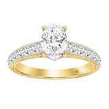 LADIES RING 1 3/4CT ROUND/OVAL DIAMOND 14K YELLOW GOLD (CENTER STONE OVAL DIAMOND 1CT )