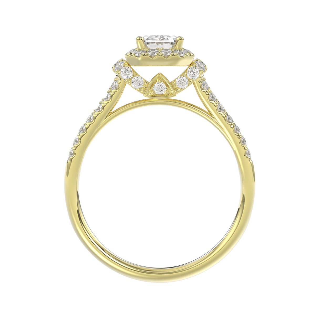LADIES RING 1 1/2CT ROUND/EMERALD DIAMOND 14K YELLOW GOLD (CENTER STONE EMERALD DIAMOND 1CT)