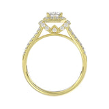LADIES RING 1 1/2CT ROUND/EMERALD DIAMOND 14K YELLOW GOLD (CENTER STONE EMERALD DIAMOND 1CT)