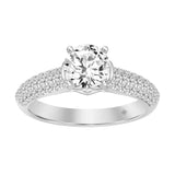 LADIES RING 1 1/2CT ROUND DIAMOND 14K WHITE GOLD (CENTER STONE ROUND DIAMOND 1CT)