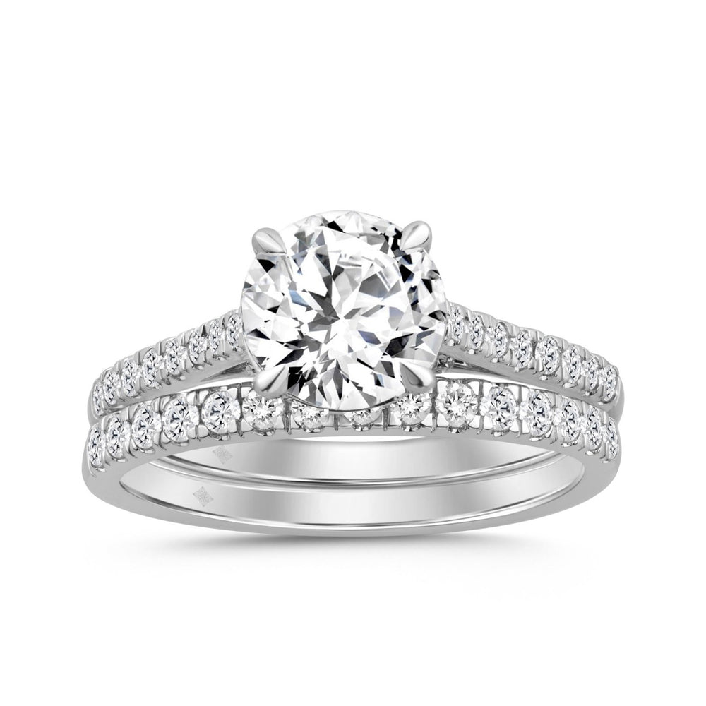 14K WHITE GOLD 1 3/4CT ROUND DIAMOND LADIES BRIDAL SET