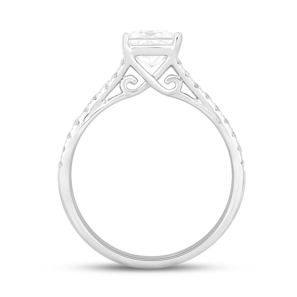 LADIES RING 1 1/4CT ROUND/PRINCESS DIAMOND 14K WHITE GOLD (CENTER STONE PRINCESS DIAMOND 1CT)