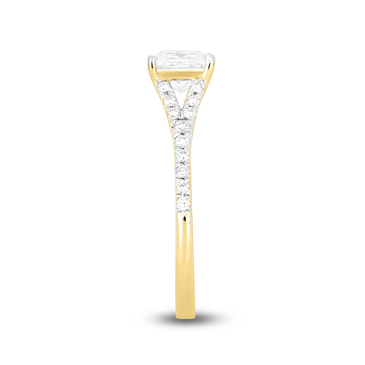 LADIES RING 1 1/4CT ROUND/PRINCESS DIAMOND 14K YELLOW GOLD (CENTER STONE PRINCESS DIAMOND 1CT)
