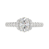 LADIES RING 1 1/2CT ROUND/OVAL DIAMOND 14K WHITE GOLD (CENTER STONE OVAL DIAMOND 1CT)