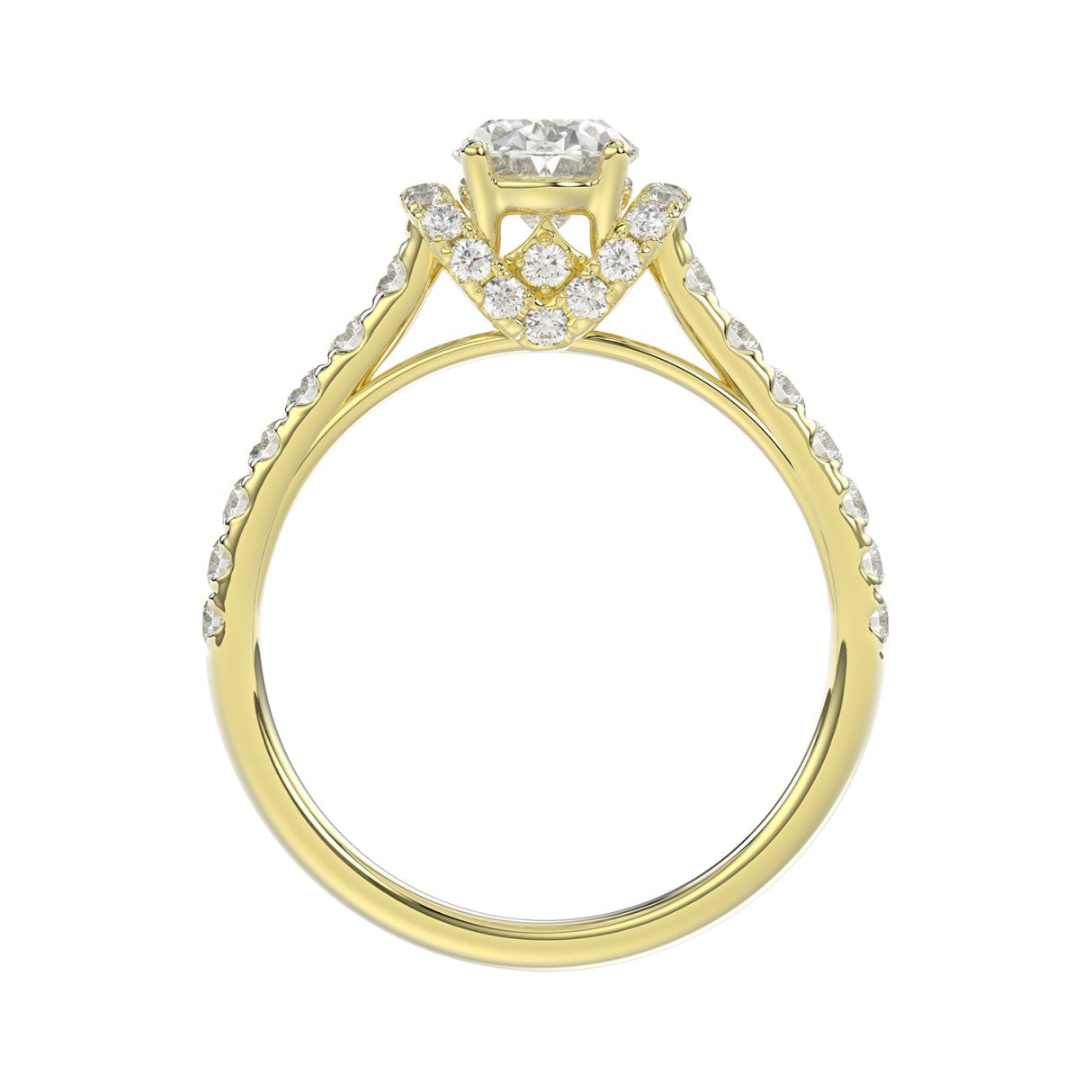 LADIES RING 1 1/2CT ROUND/OVAL DIAMOND 14K YELLOW GOLD (CENTER STONE OVAL DIAMOND 1CT)