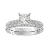 14K WHITE GOLD 1 3/4CT ROUND/PRINCESS DIAMOND LADIES BRIDAL SET (CENTER STONE PRINCESS DIAMOND 1CT)