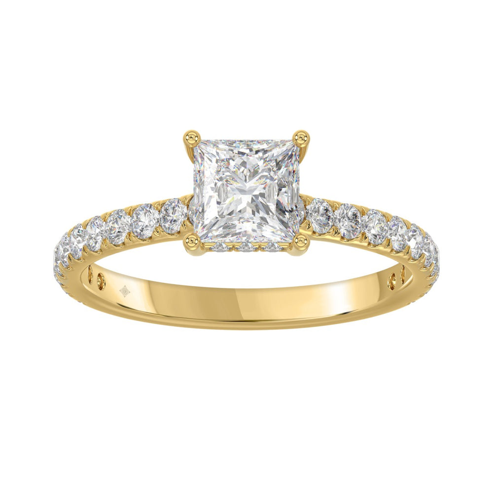 LADIES RING 1 1/2CT ROUND/PRINCESS DIAMOND 14K YELLOW GOLD (CENTER STONE PRINCESS DIAMOND 1CT)