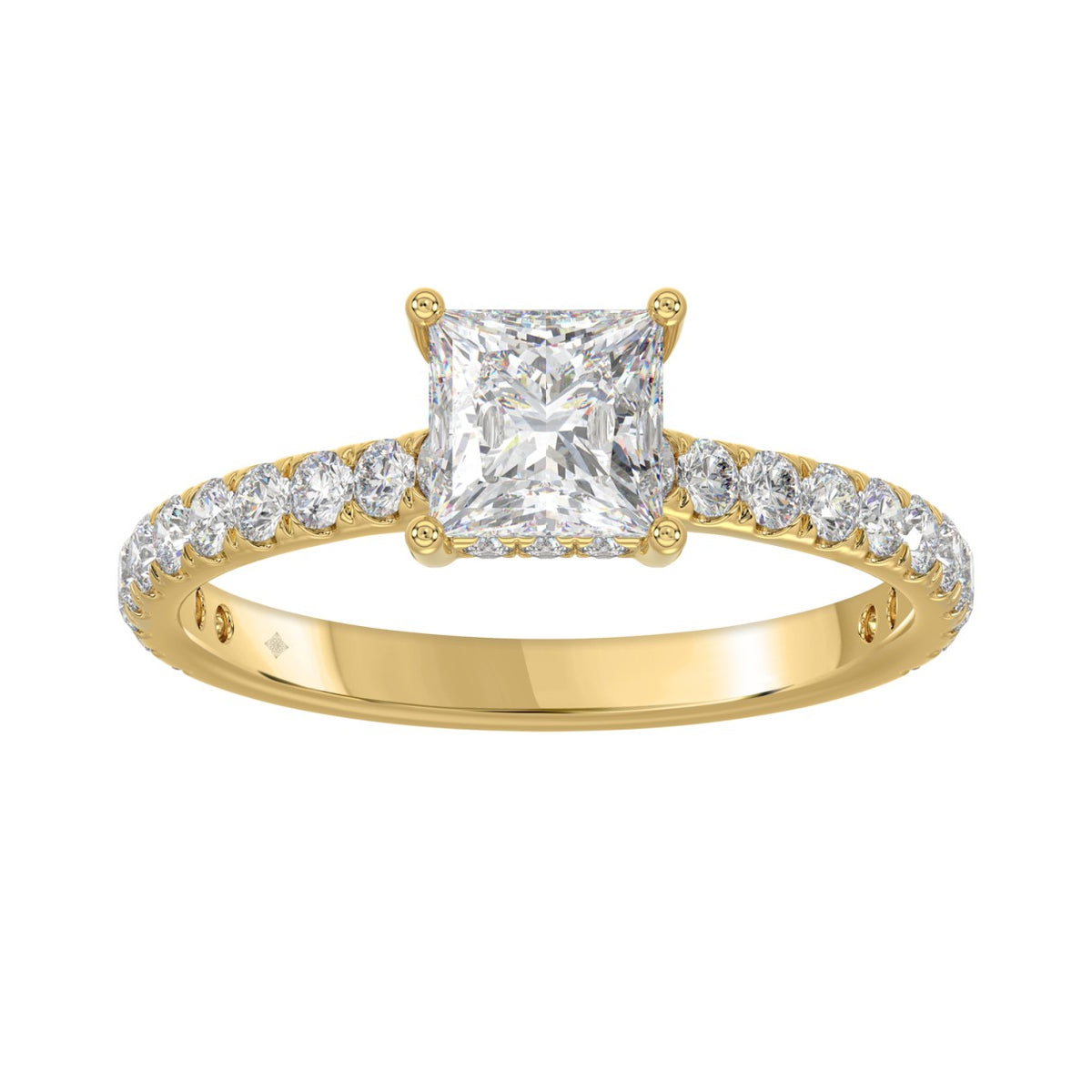 LADIES RING 1 1/2CT ROUND/PRINCESS DIAMOND 14K YELLOW GOLD (CENTER STONE PRINCESS DIAMOND 1CT)
