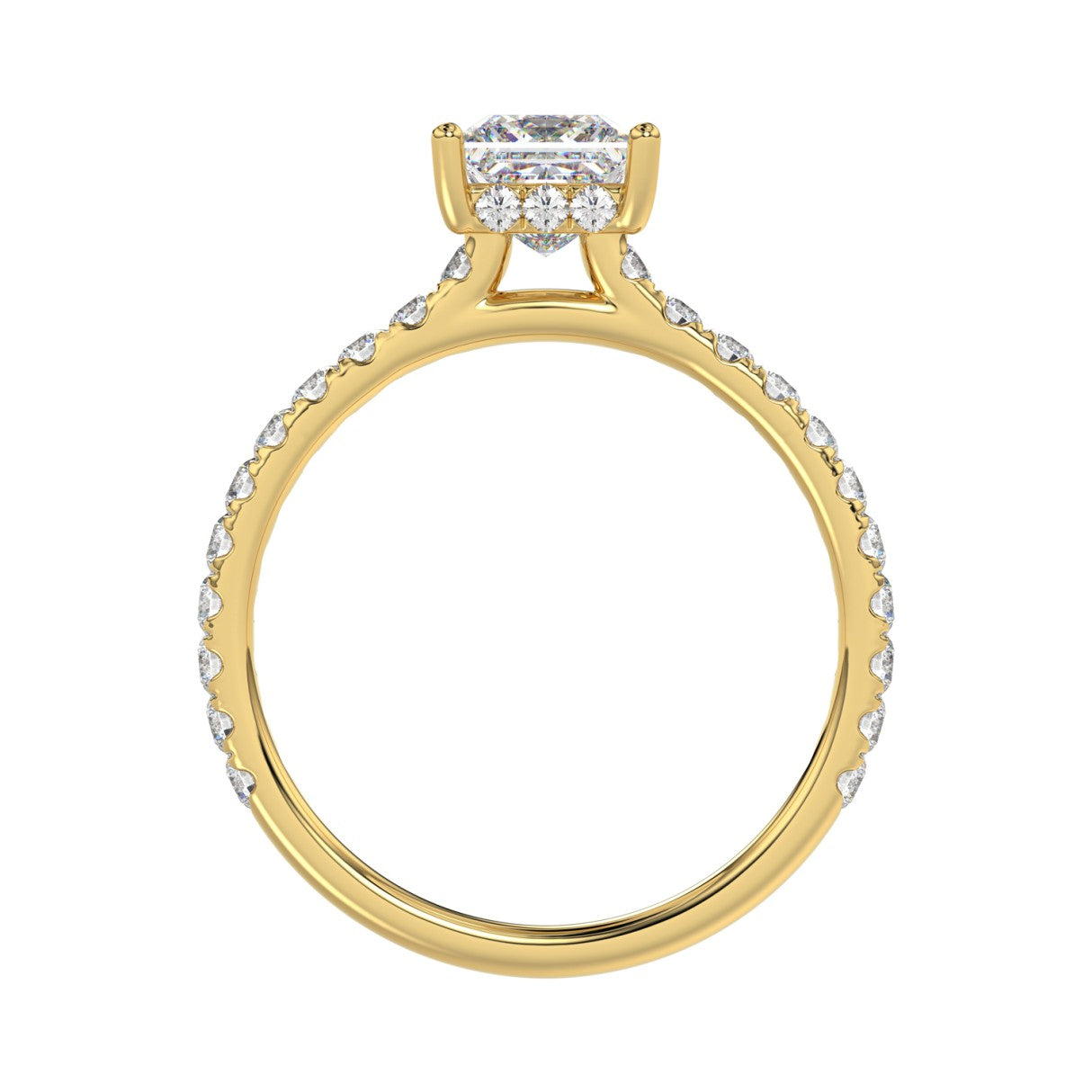 LADIES RING 1 1/2CT ROUND/PRINCESS DIAMOND 14K YELLOW GOLD (CENTER STONE PRINCESS DIAMOND 1CT)