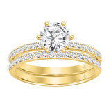 LADIES BRIDAL SET 1 1/2CT ROUND DIAMOND 14K YELLOW GOLD (CENTER STONE ROUND DIAMOND 1CT)
