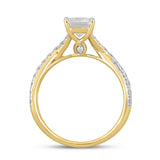 LADIES RING 2CT ROUND/EMERALD DIAMOND 14K YELLOW GOLD (CENTER STONE EMERALD DIAMOND 1 1/2CT )