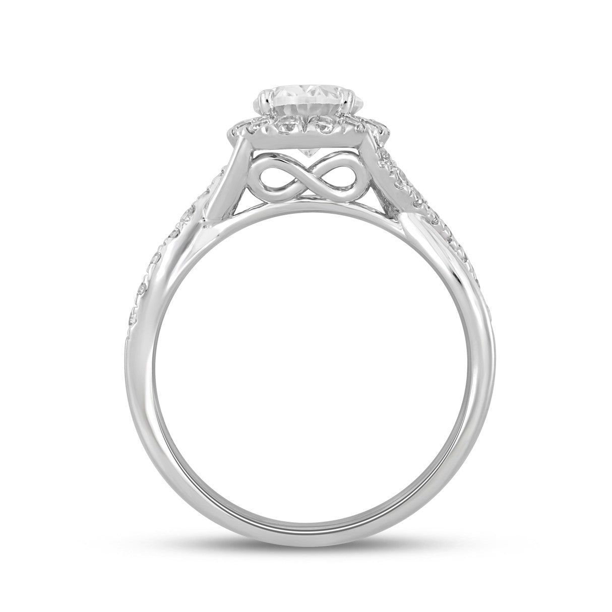 LADIES RING 1 1/2CT ROUND/OVAL DIAMOND 14K WHITE GOLD (CENTER STONE OVAL DIAMOND 1CT)
