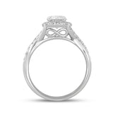 LADIES RING 1 1/2CT ROUND/OVAL DIAMOND 14K WHITE GOLD (CENTER STONE OVAL DIAMOND 1CT)
