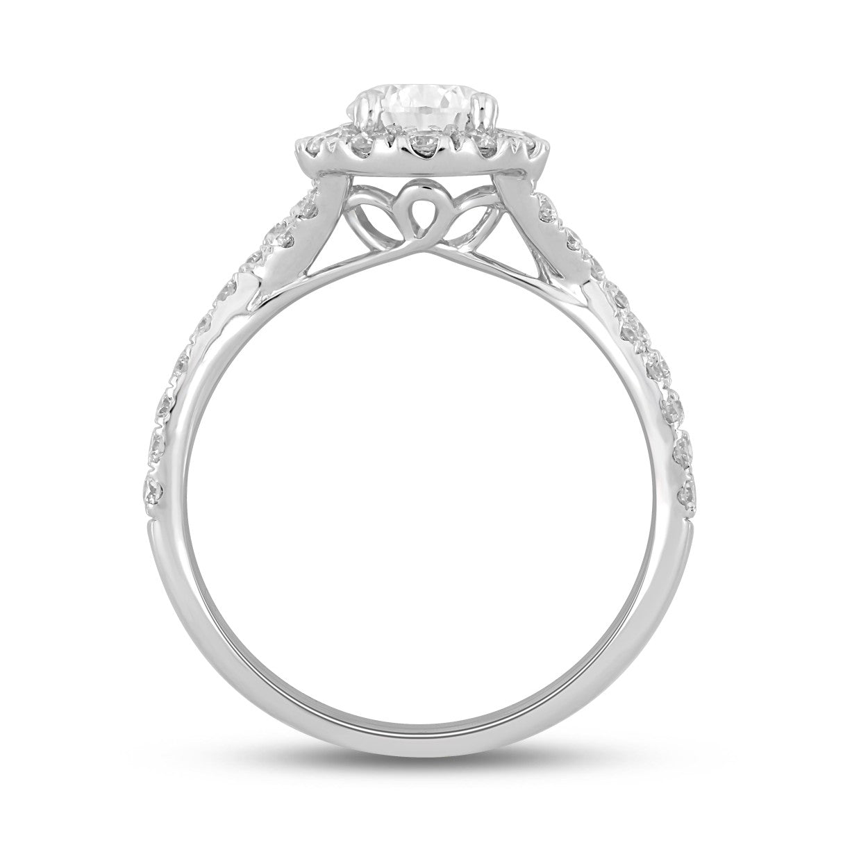 14K WHITE GOLD 1 3/4CT ROUND/PEAR DIAMOND LADIES RING (CENTER STONE PEAR DIAMOND 1.00CT)