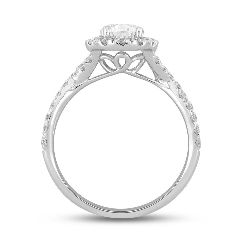 14K WHITE GOLD 1 3/4CT ROUND/PEAR DIAMOND LADIES RING (CENTER STONE PEAR DIAMOND 1.00CT)
