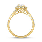 14K YELLOW GOLD 1 3/4CT ROUND/PEAR DIAMOND LADIES RING (CENTER STONE PEAR DIAMOND 1.00CT)
