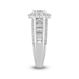 LADIES RING 3 3/4CT ROUND/BAGUETTE DIAMOND 14K WHITE GOLD (CENTER STONE ROUND DIAMOND 1 1/2CT )